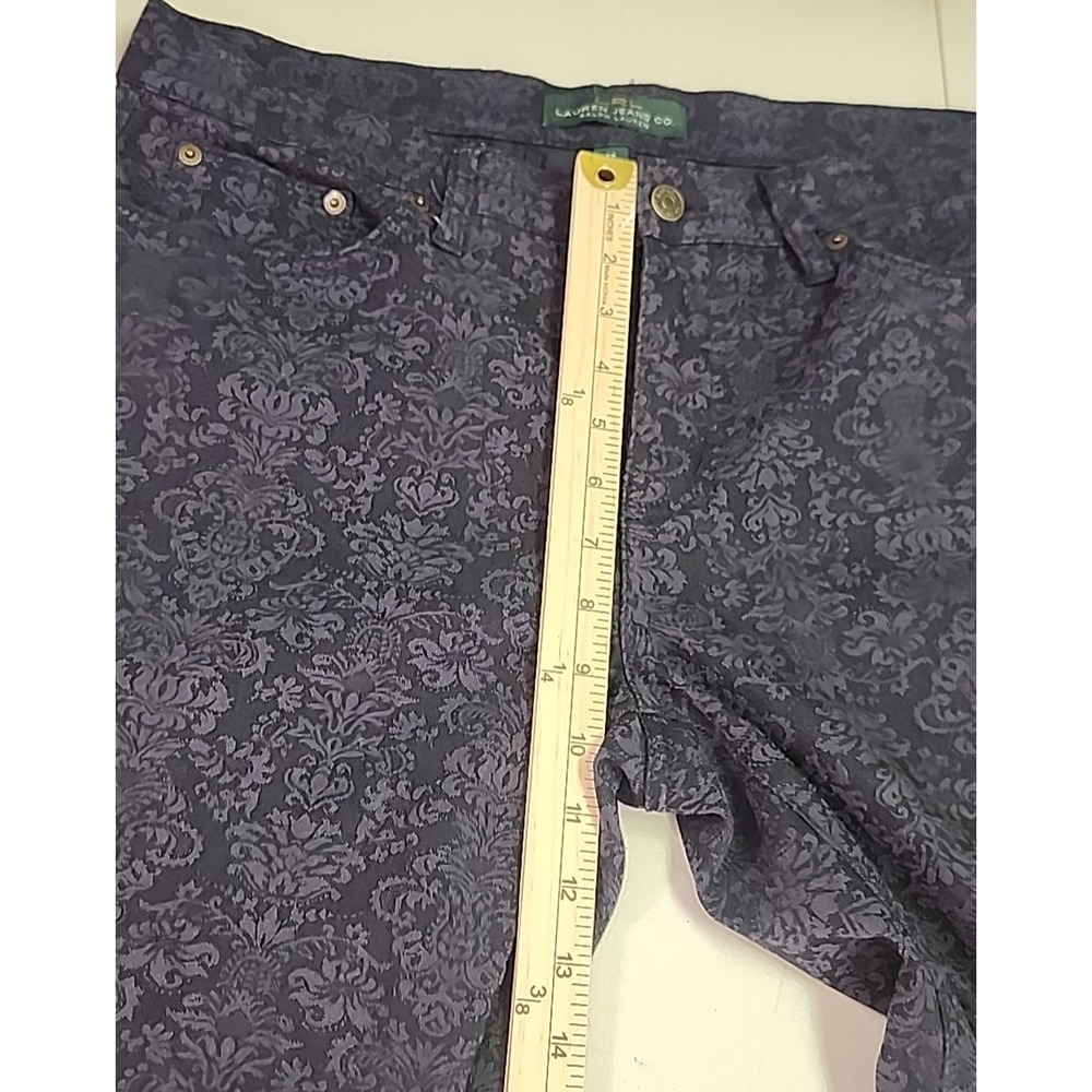 LRL Ralph Lauren Ladies Size 12 Floral Navy Blue Gray Straight Stretch Jeans - Picture 5 of 12